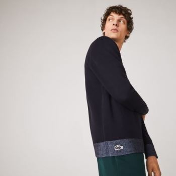 Lacoste Reversible Crew Neck Contrast Sweater Pánské - Svetr Tmavě Blankyt Blankyt / Blankyt | CZ-9b